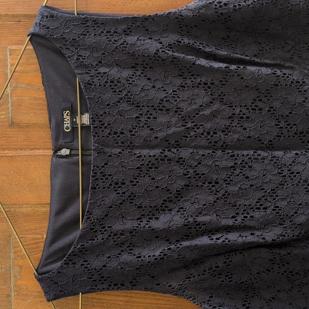 Chaps Navy Lace Midi Dress